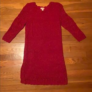 Red Sparkly Holiday Sweater Dress